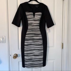 Connected Apparel Dress Black and White Zebra Print figure hugging dress size 8